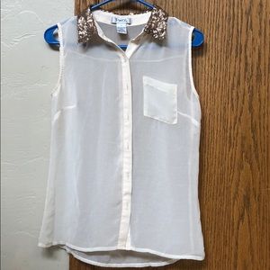 women’s collared button down tank
